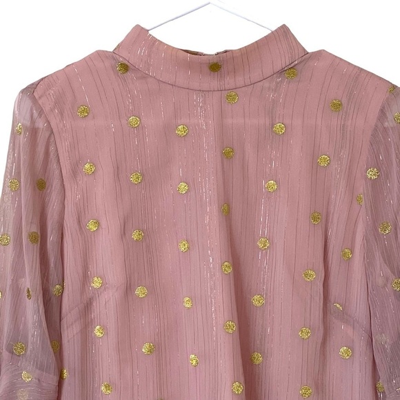 Anthropologie Hutch Philippa Polka-Dot Blouse in Blush, Size Small - Picture 5 of 14